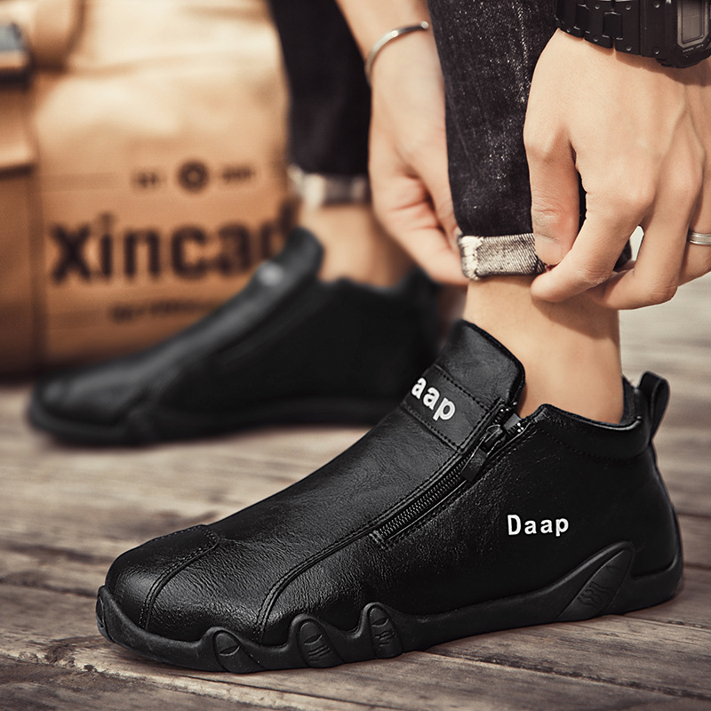 British Style Fashion Short Boots Men 2024New Luxury Leather Anti Slip Comfortable Work Shoes Outdoor Travel Sports Casual Shoes