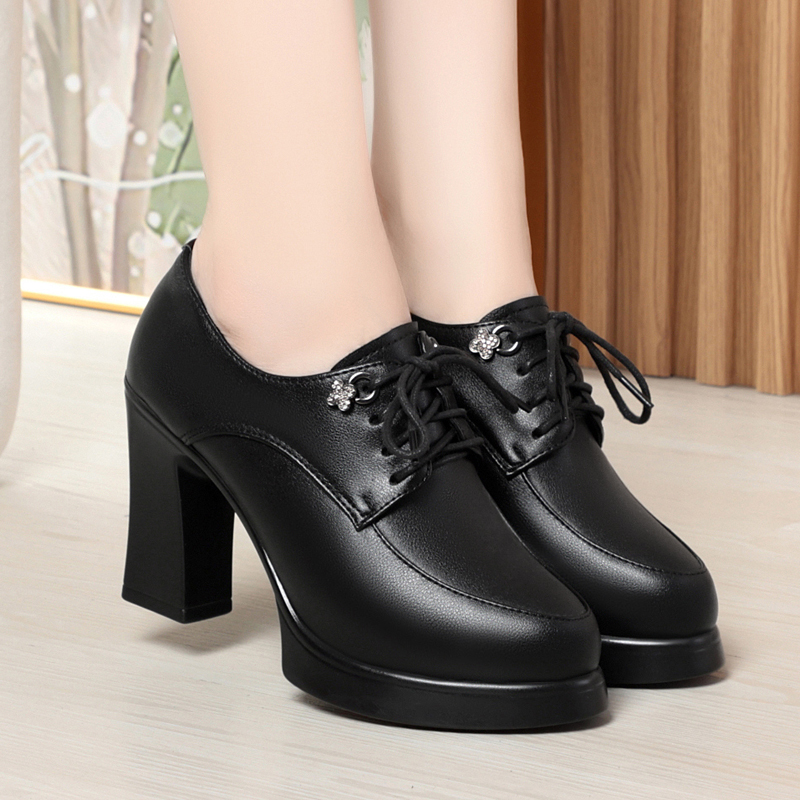 AIYUQI Women's High Heels Platform 2024 New Spring Women Dress Shoes Fashion Lace-up Women's Office Shoes