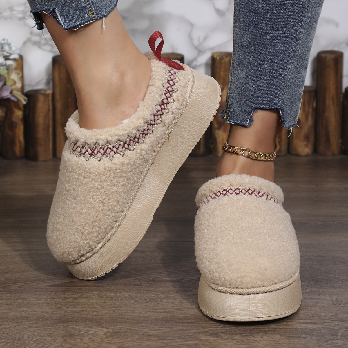 New 2024 Women Fur Ankle Boots Flats Platform Short Plus Warm Flip ps Cotton Shoes Brand Snow Slippers 35-41 8fe6