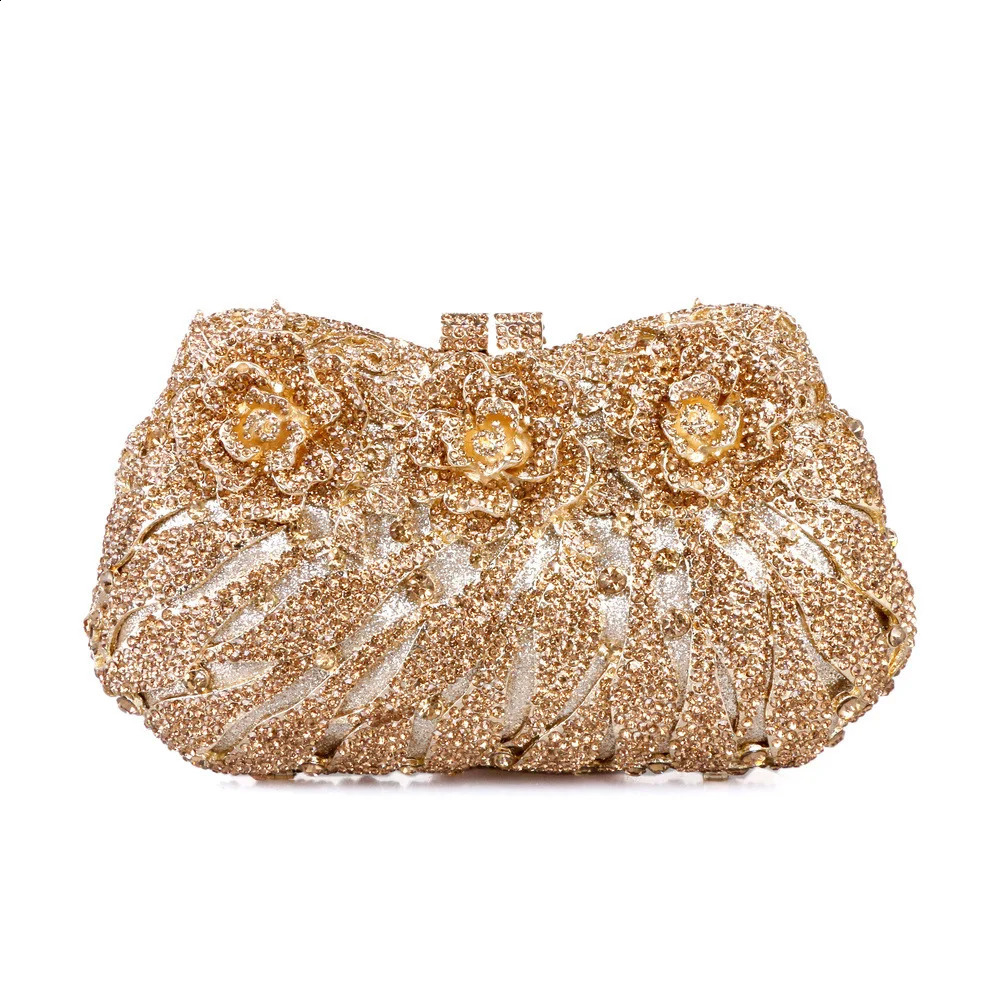 XIYUAN Flower est Rhinestone Gold Sliver Purple Evening Bags Female Wedding Party Gift With Diamonds Shining Clutch Bag 240830