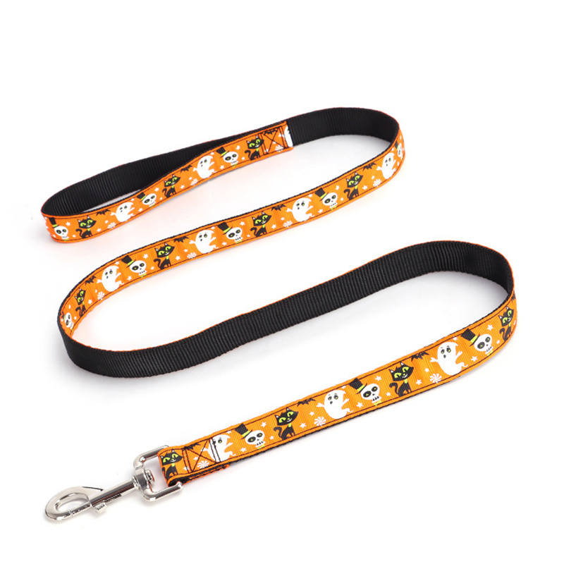 Nylon Pet Leash,colorful Dog Leash Halloween Pumpkin Bat Spider Ghost Cat Monster Patterns for Large, Medium & Small Dog Parties