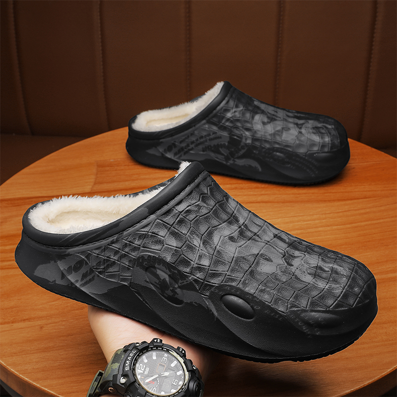 Winter Thick-soled Feces-slip Non-slip Warm Cotton Shoes for Home Wear with Bags and Men's Wool Slippers