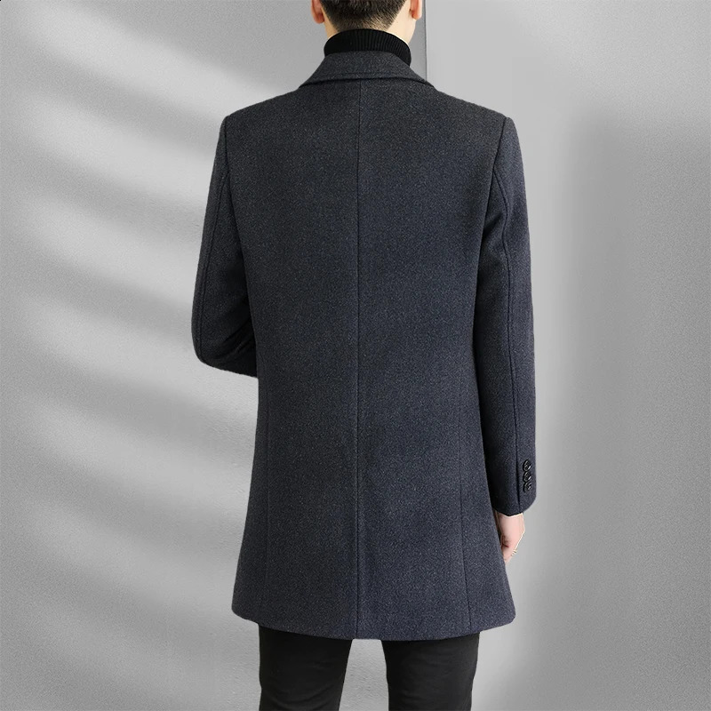 Winter Mens Wool Coat Classic Casual Coat Mens High Quality Thick Windbreaker Mens Full Size M-XXXL 240829