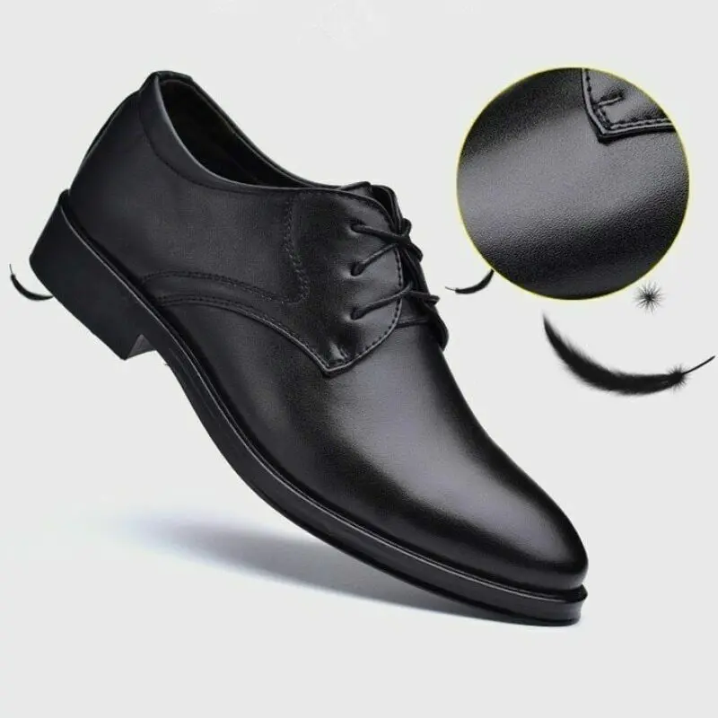 Derby Shoes for Men 2024 New Leather Shoes Business Dress Shoes Casual Comfortable Wear-Resistant Footwear Fur Chaussure Hommes