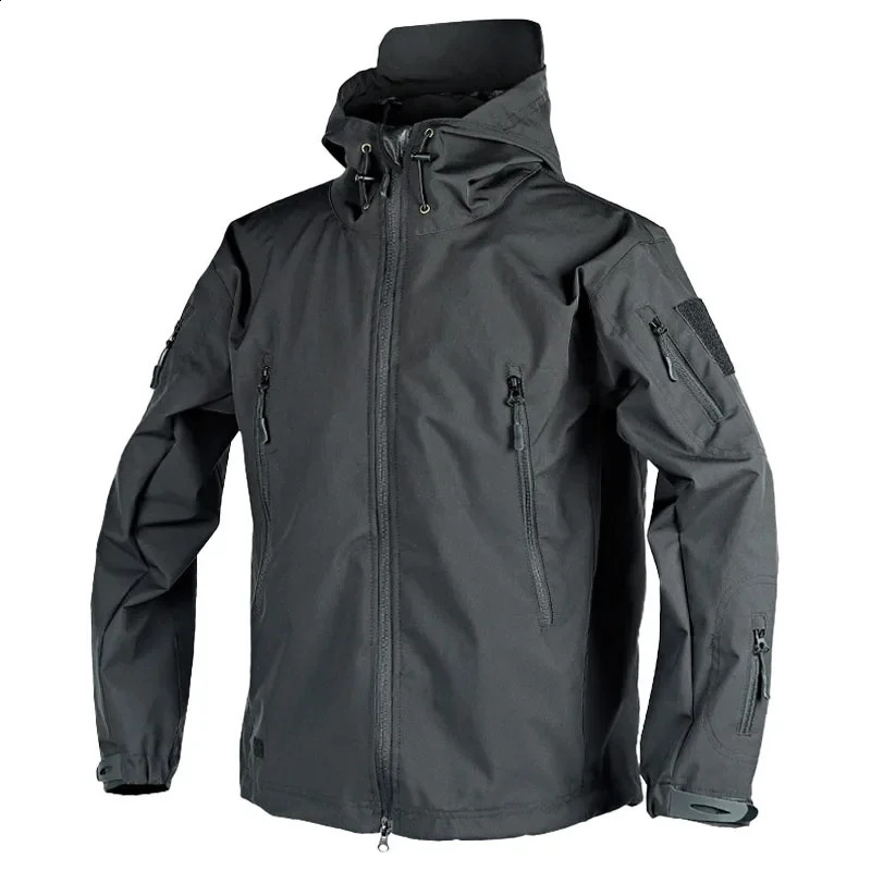 Waterproof Training Jacket Men Spring Autumn Multi-pocket Wear-resistant Windbreaker Coat Outdoor Shark Skin Thin Cargo Jackets 240829
