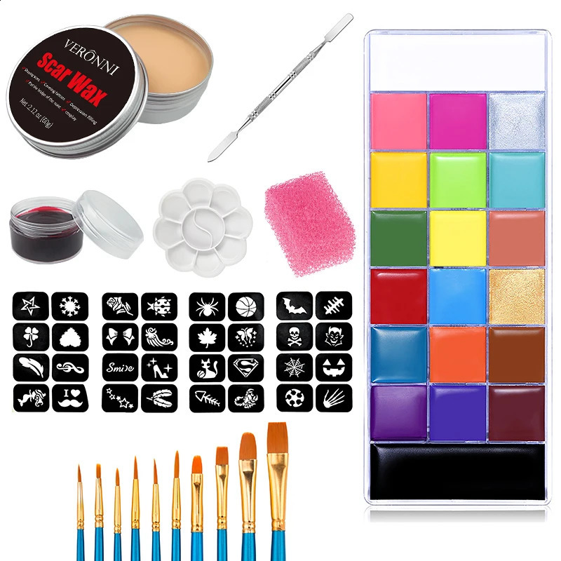 SFX Makeup Kit 20 Color Body Painting Oil Stage Special Effects Halloween Wound Scar Wax Makeup Fake Scalp Blood Smear 240829