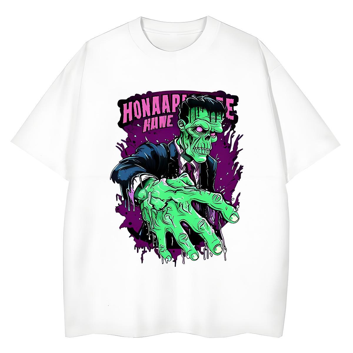 Fashion Casual T-Shirts 230g Cotton O Neck Short Sleeves Hip Hop skull Tshirt for Man Woman Loose Floral Print Polos