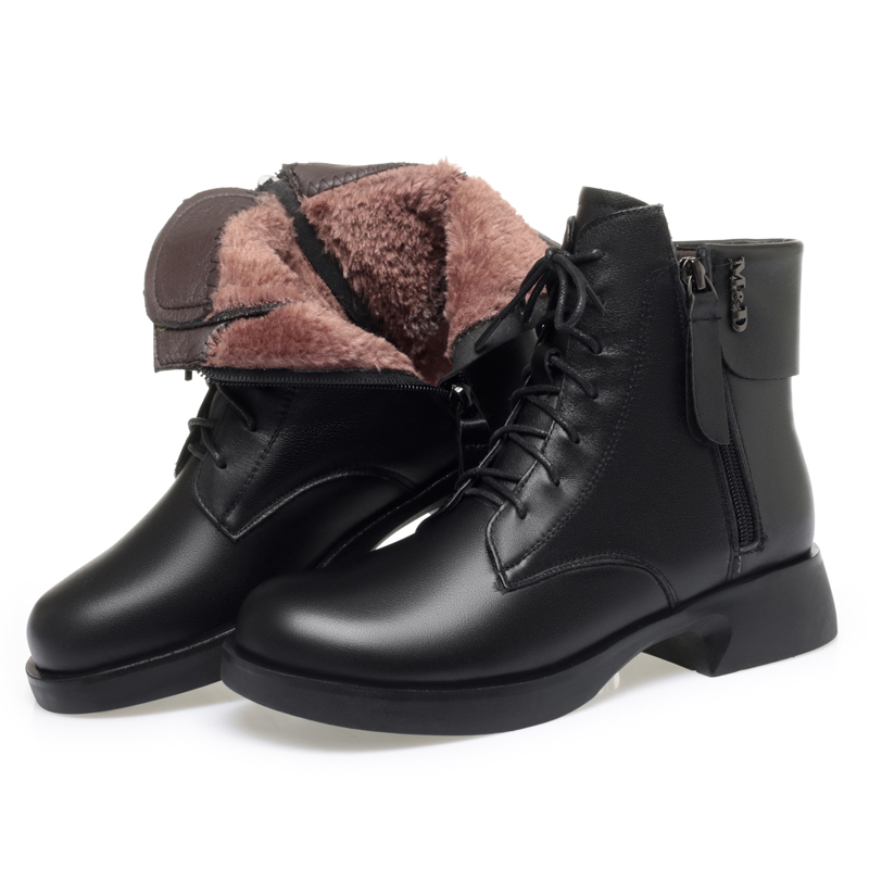 AIYUQI Marton Boots Women Winter 2024 New Genuine Leather Women Ankle Boots Large Size Wool Warm Snow Boots Women