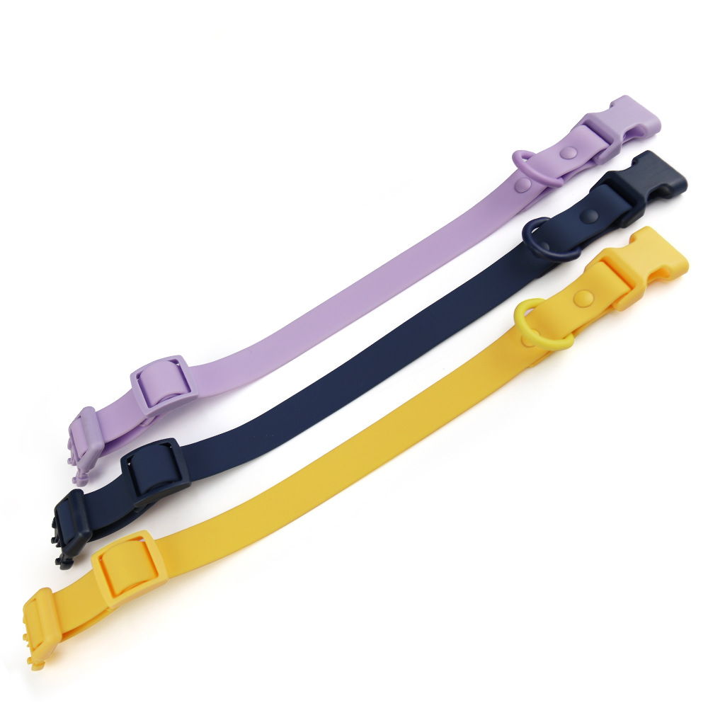 Dog Waterproof Collar Macaron Color Adjustable Pet Collar PVC Rubberized Webbing Sturdy and Durable for Small Medium & Large Dog