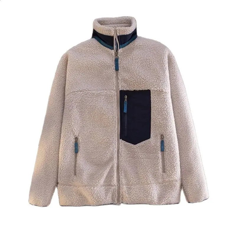 Outdoor Fleece Jacket Mens And Womens Lamb Loose Streetwear Coat Male Thickened Zip Up Stand Comfortable Wear Jacket 240829