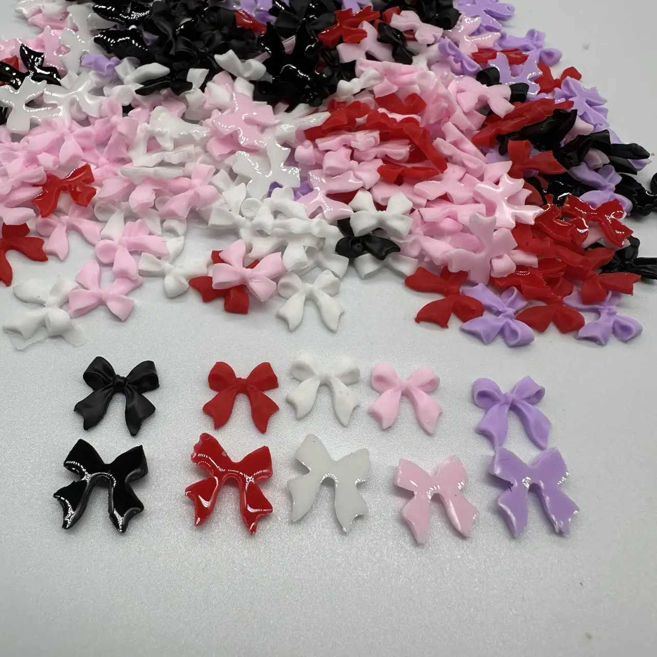 50 pieces of Kawaii accessories cute bow 3D resin nail charm bulk black and white bow handmade jewelry DIY nail art luxury decoration W240829