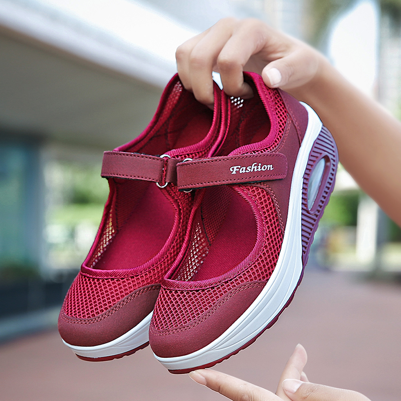 2020 New Cushion Flat Mesh Sneakers Breathable Women Increase Ladies Casual Shoes atos De NEW hot Mujer 35-42