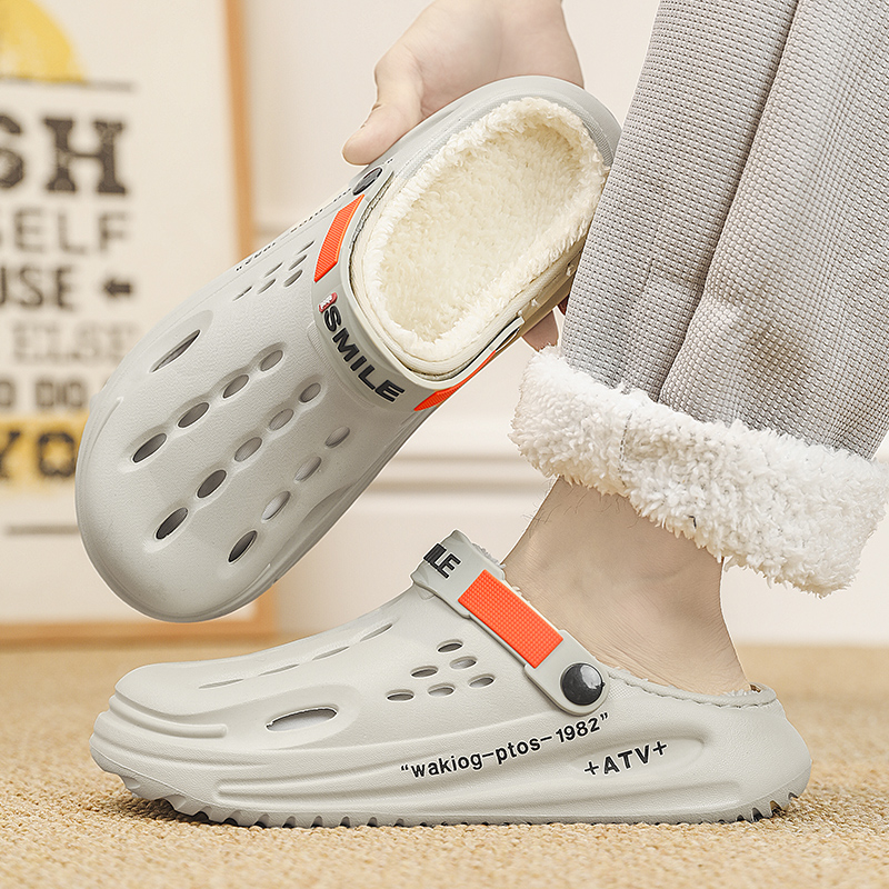 Fashion Winter Warm Men Cotton Slippers Sandals Plush Slippers Slides Outdoor Indoor Non-Slip Shoes Men Home Cotton Warm Shoes
