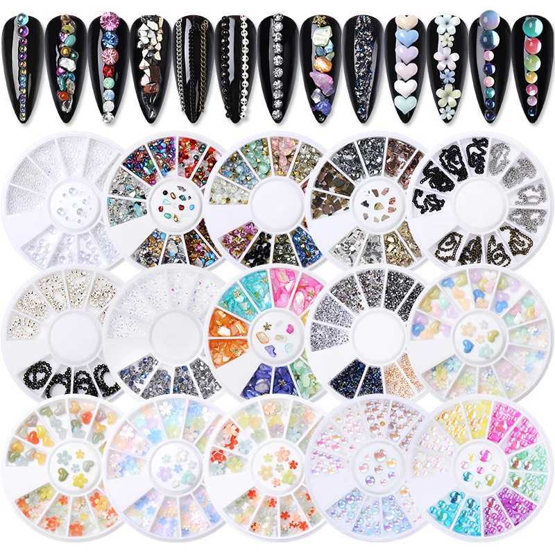 Pict You 3D Sharp Bottom Opal Nail rhinestone Sparkling Small Irregular Beads Stone Processing Nail Decoration Wheel Tool W240829