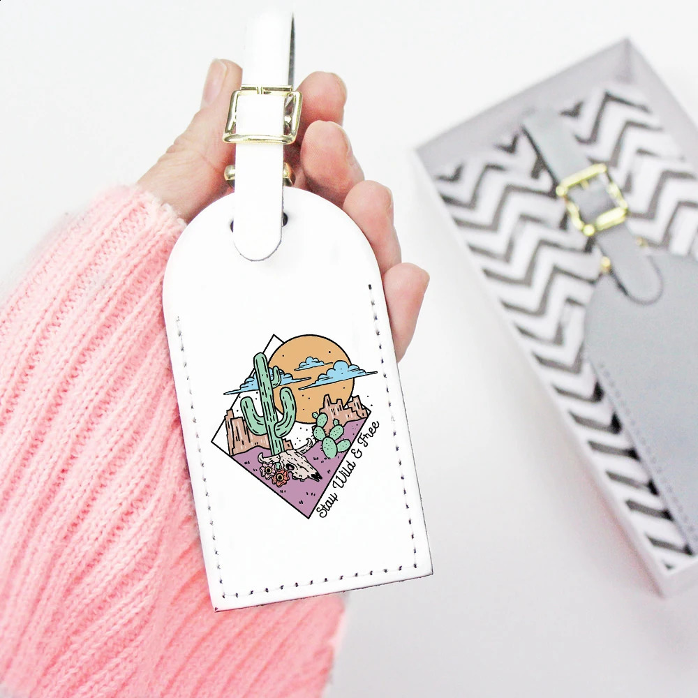 And So The Adventure Begins Print Pu Leather Luggage Tag Suitcase Identifier Label Baggage Boarding Tags Travel Accessorie Gifts 240829