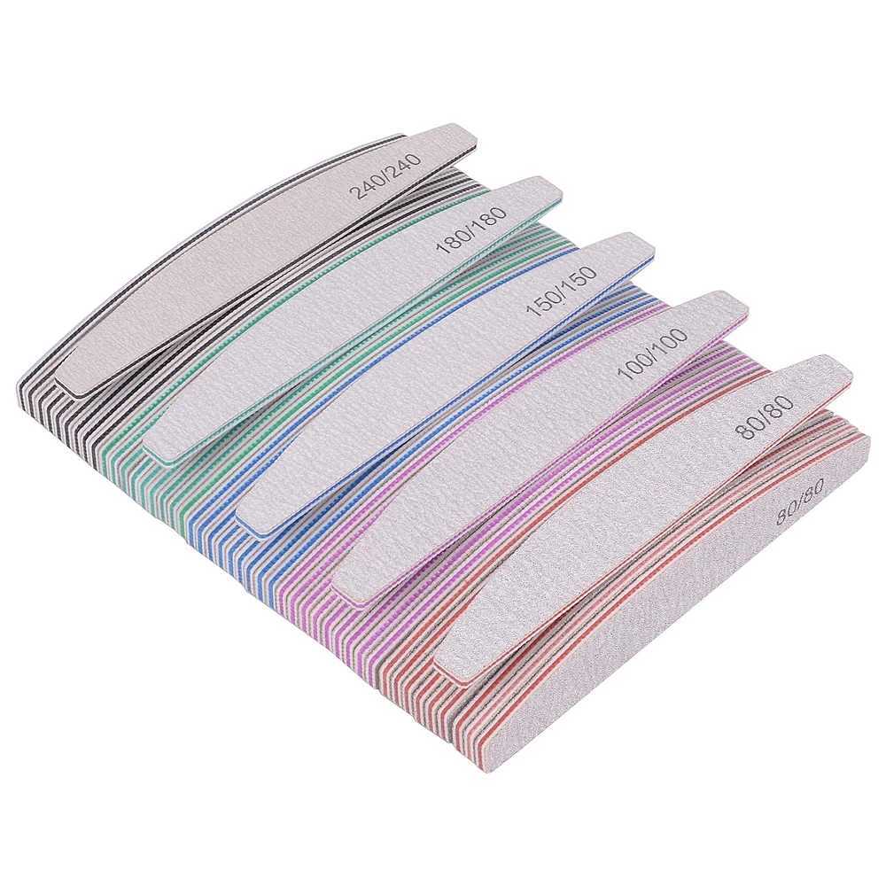 1 piece of professional nail file 100/180 sandpaper sturdy and thick nail file frosted half moon lime nail accessories and tools W240829