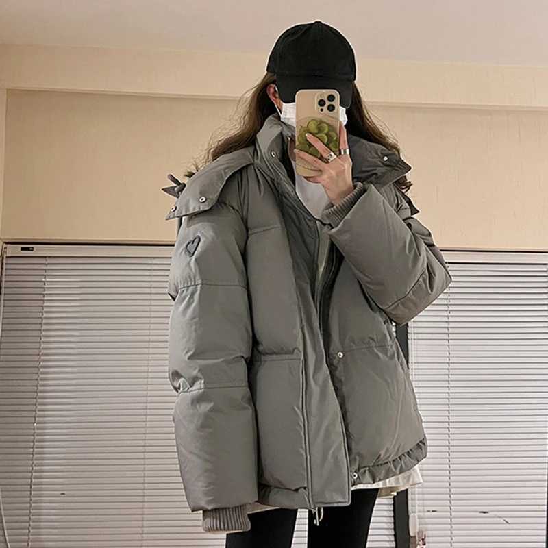 Women's Down Parkas Womens oversized inflatable jacket zipper winter hooded park loose and thick winter apron cotton jacket casual jacket Y240824