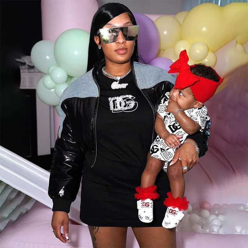 Women's Down Parkas Fashion Women Shiny Black PU Leather Denim Puffer Jacket High Waist Bubble Coats Hiphop Lady Zipper Crop Puff Parkas Down Win