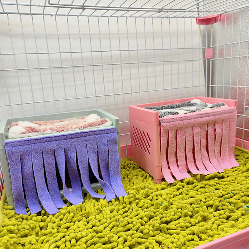 Hide House Bed Tassel Door Curtain Hideout Soft Comfortable Washable Small Animals Cage Accessories For Guinea Pig Nest Mat