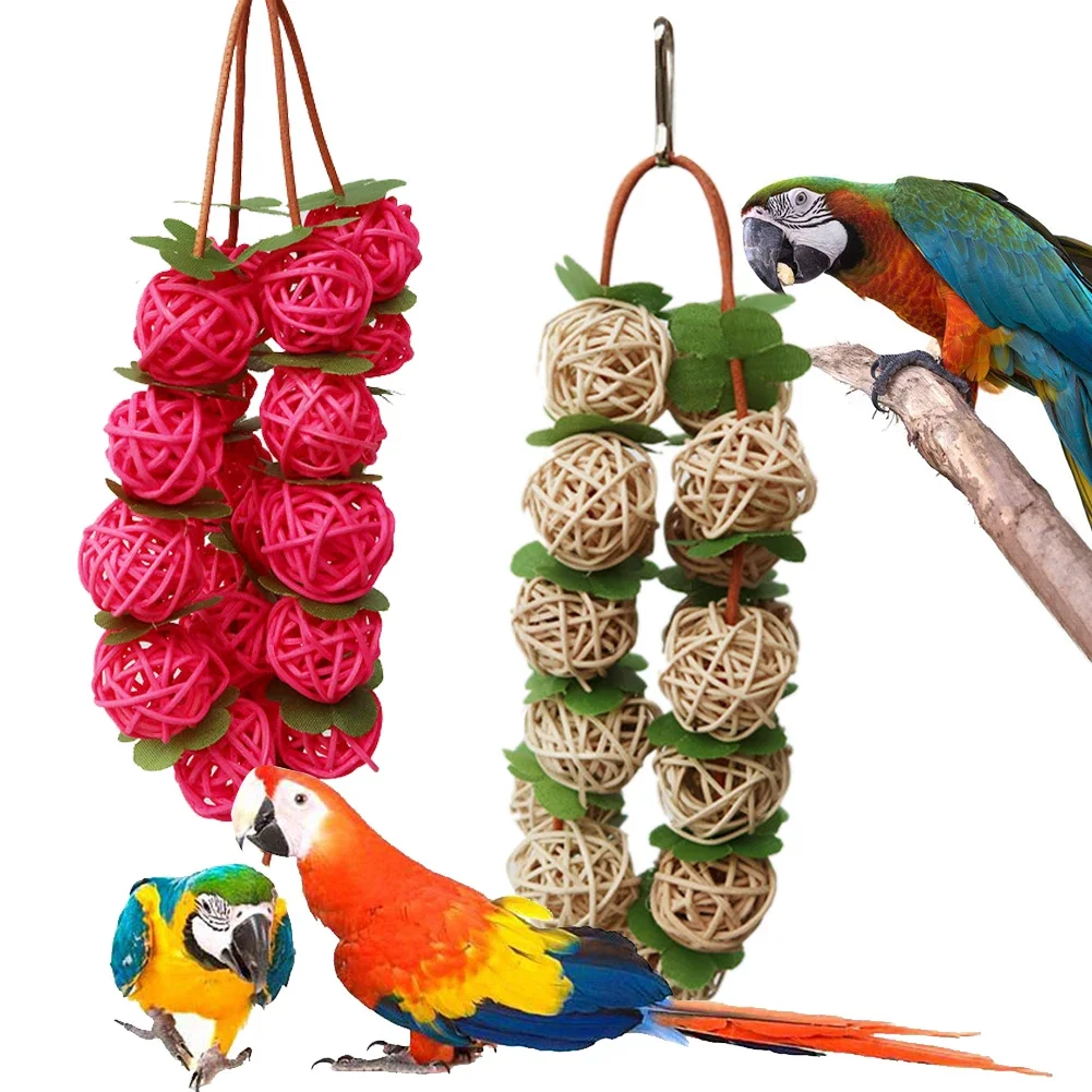 Pet Birds Chewing Bite Toy Cotton Rope Parrot Toy Bird Tearing Toys Cockatiels Climb Training Hanging Swings Birds Cage Supplies