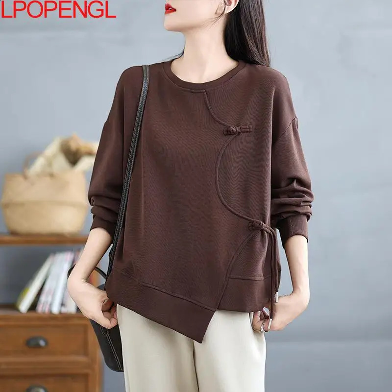 Simple splicing long sleeved round neck womens sports shirt top autumn Korean fashion stress relieving 240827