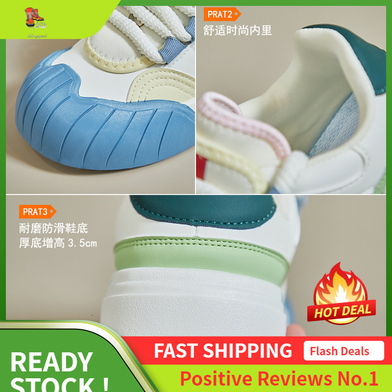 Ddmysports Spring Little White New Korean Edition Instagram Female Student Thick Sole Increase Sports Casual Board Shoes Trendy E OUTDOOR
