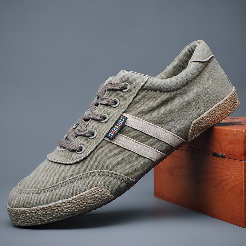 Spring and Summer Casual Men's Canvas Shoes Low top Lace up Men's Cloth Shoes Korean Fashion Men's Shoes# 2907