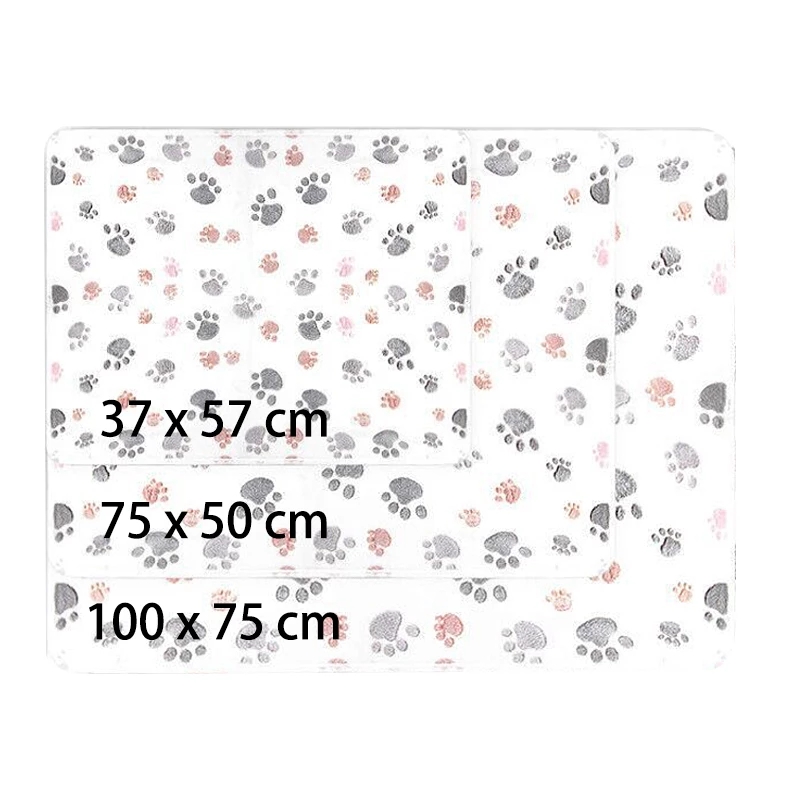 Pet Dog Bed Blanket Soft Fleece Cat Cushion Blanket Winter Warm Paw Print Pet Cats Cover Blanket For Small Medium Large Dogs Mat