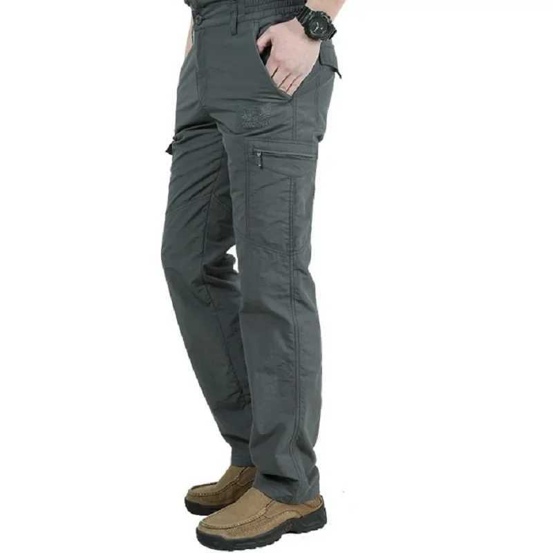 Quick drying casual pants mens summer army ultra-thin Trouser mens tactical cargo pants mens lightweight gray blue green W240829