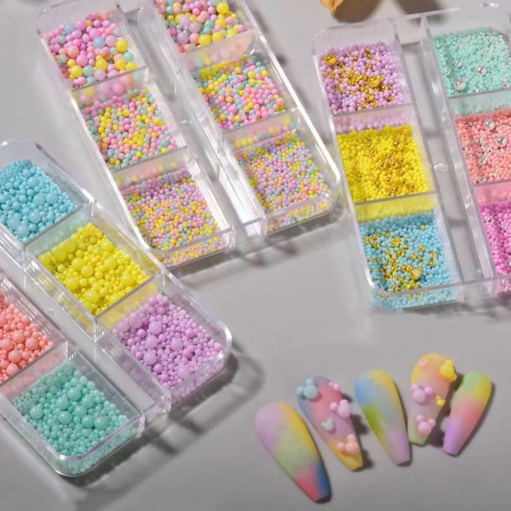 Macarone color foam ball round crystal bead 3D mixed size candy color resin acrylic bubble ball DIY nail art Rhinestone W240829
