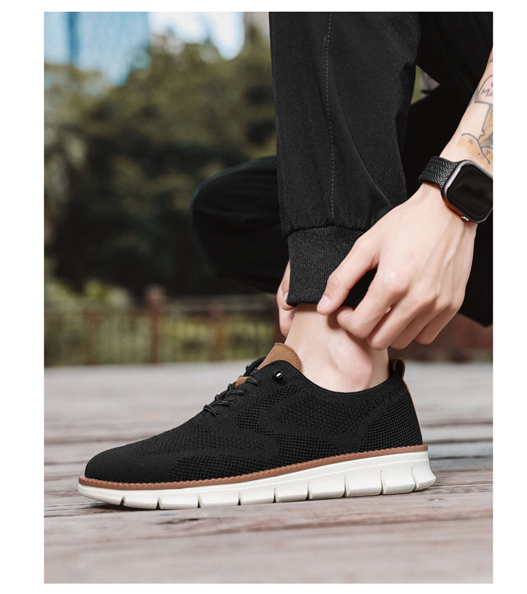 Large size 48 popular British style men's shoes summer breathable sports shoes flying woven mesh shoes men's running trendy shoes
