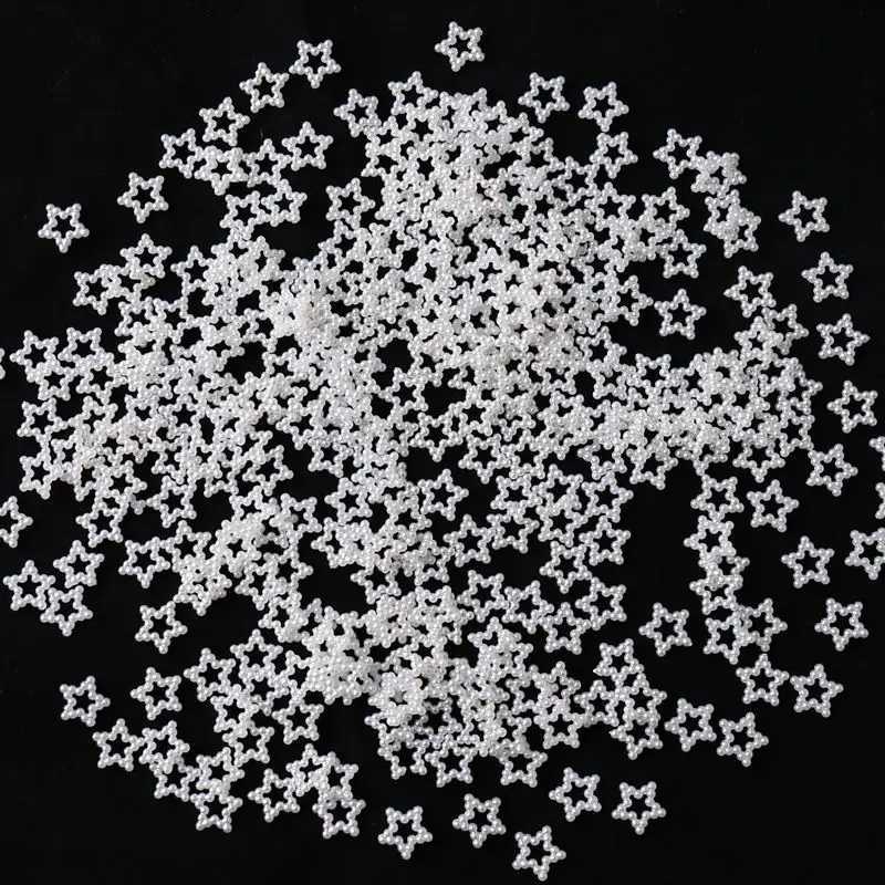 100 pieces of white pearl nail decoration ABS star moon heart-shaped bow nail charm nail art DIY design accessories W240829