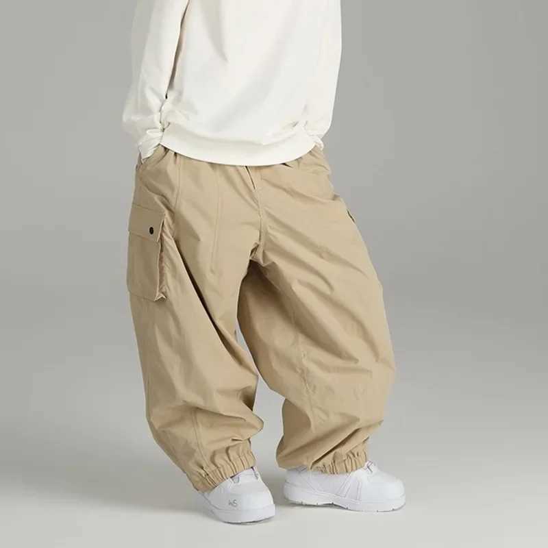 Spring Autumn Waterproof Windproof Loose-fit Single Board Ski Pants Mens Womens Outdoor Sports Multi-pocket Casual Pants Y240830