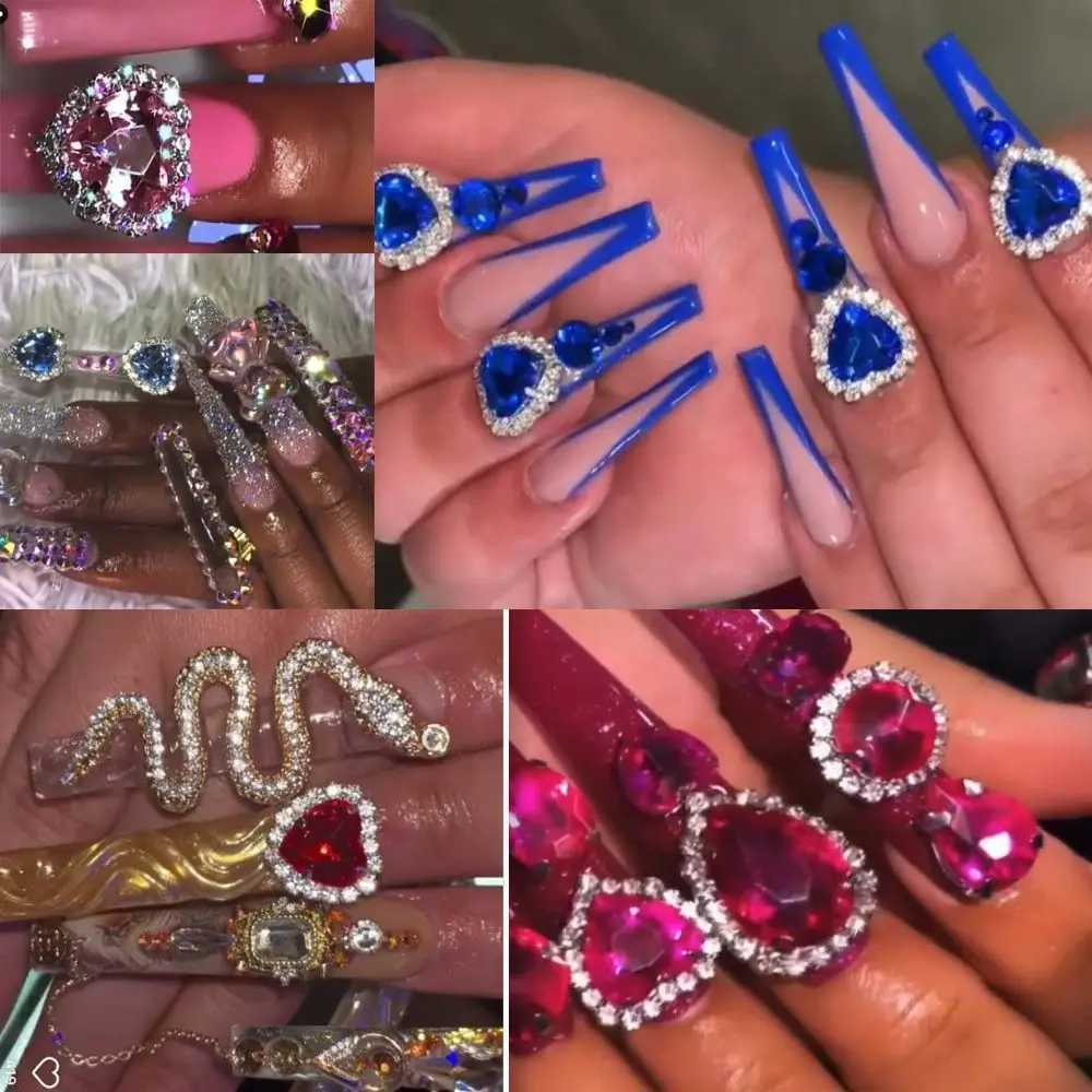 5Pcs Nail 3D Diamond Heart Charm Germ Rhinestone Stud 12X13mm Nail Art Decoration Handmade Necklace Craftsmanship Jewelry W240829