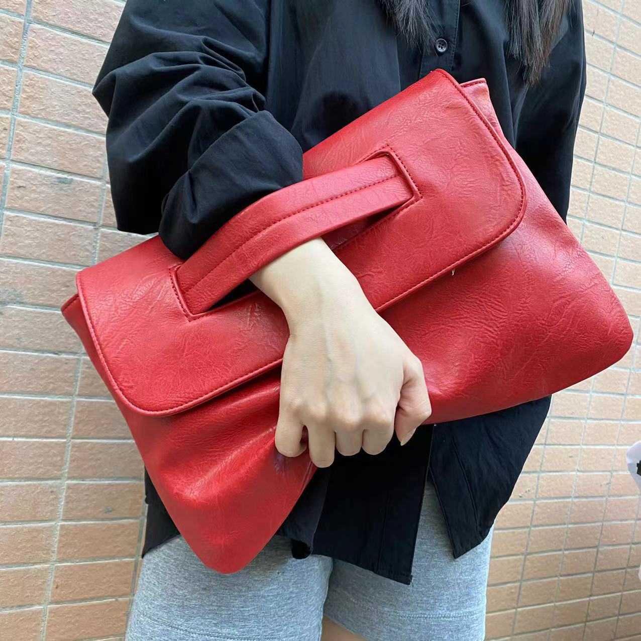 PU Crossbody Single Shoulder Strap Set Handbag Large Capacity Document Bag Storage Bag Official Document bags 240815