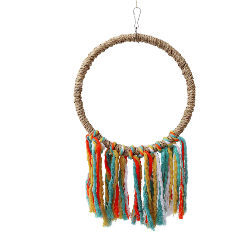 Pet Bird Parrot Toy Cotton Rope Hanging Cage Swing Rope Ring Stand Climb Toy Cockatiels Chewing Training Toy Bird Supplies