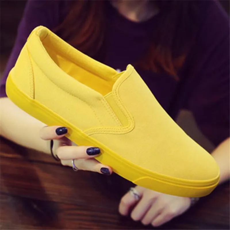 2025 new and Men Women Breathable Canvas Casual Student Loafers Shoes Unisex Fashion Flat Sneaker Orange Yellow Green Footwear da1a