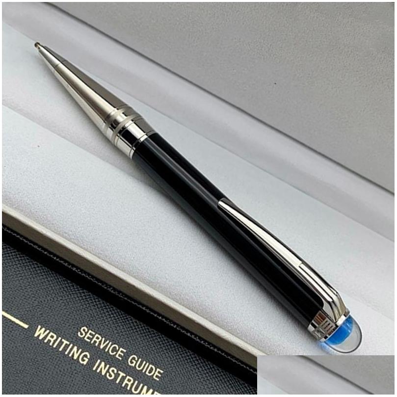 Ballpoint Pens Wholesale Promotion - Luxury Blue Crystal Star Rollerball Pen Fountain Writing Office School Supplies With Serial Drop Ottoc