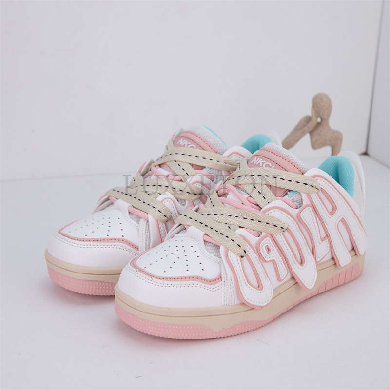 Flat Bottomed Low Cut Round Toe Board Shoes with Mesh for Breathability Comfort Casual Fashion and Trendy Bread Shoes