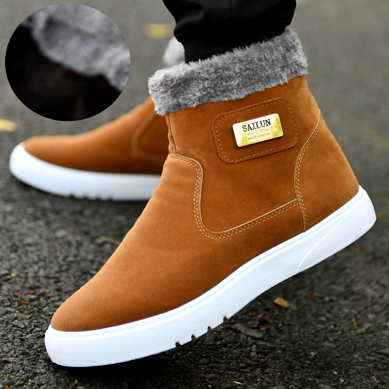 Warm Thick Men Casual Leather Shoes Men's Winter Snow High-top Male Ankle Boots with Fur Outdoor Cotton Shoe for Man e718 's