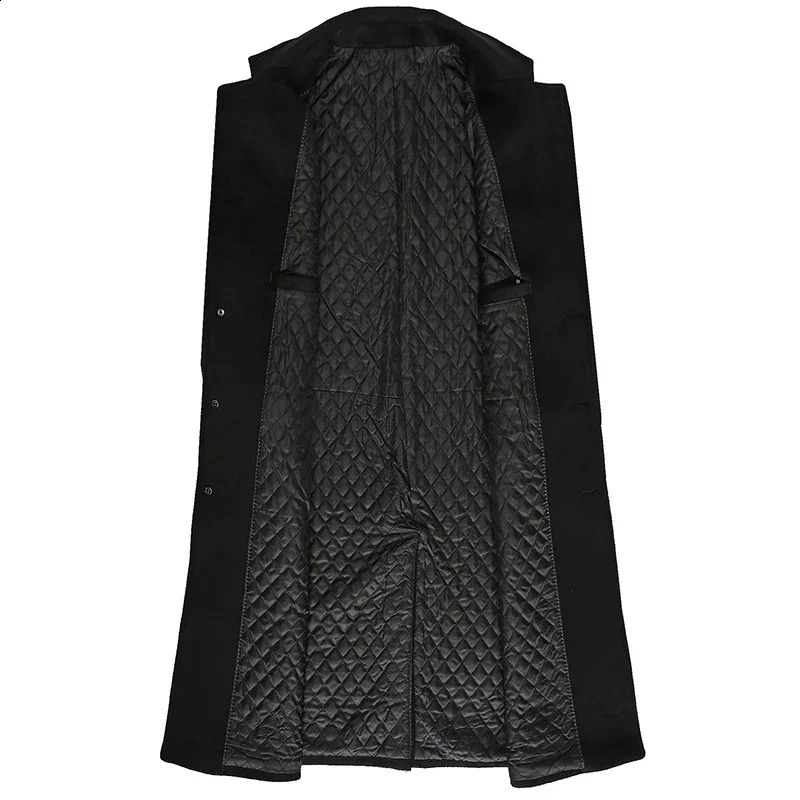 Mens autumn and winter X long wool jacket mens business and leisure ultra-thin solid wool windproof jacket high-quality thick warm trench jacket 24082
