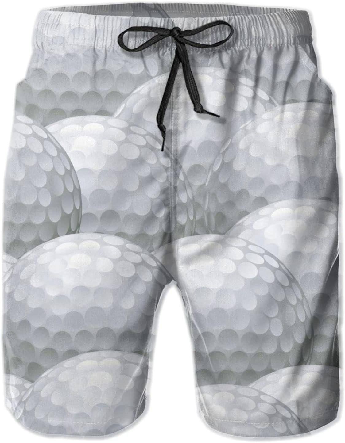 Mens Shorts 3D Printing Pattern White Golf Balls Swim Trunks Quick Dry Fashion Beach Board Swimwear