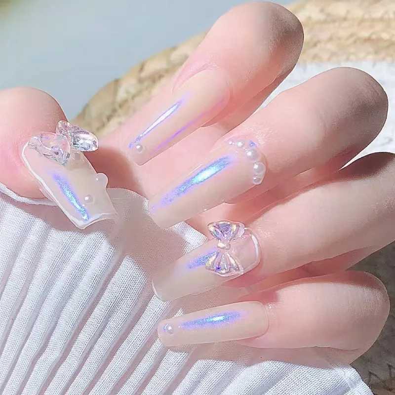 50 pieces of Aurora Bow Nail Art Decoration 3D Sparkling Charm Transparent Jelly Bow Water Diamond DIY Hand Tool Parts W240829