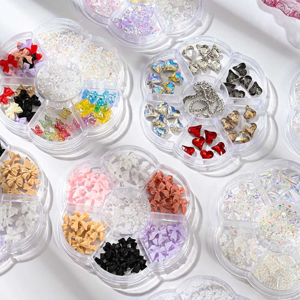 1BOX 3D Bow Nail Art Charm Parts Resin Hybrid Bow Design Nail Art Decoration Used for Handmade Jewelry Decoration DIY Accessories W240829