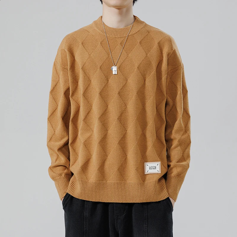 Mens Preparatory Style Autumn Winter Sweater Mens Trend Casual Loose Cotton Knitted High Quality Cotton Warm Sweater 4XL 240829