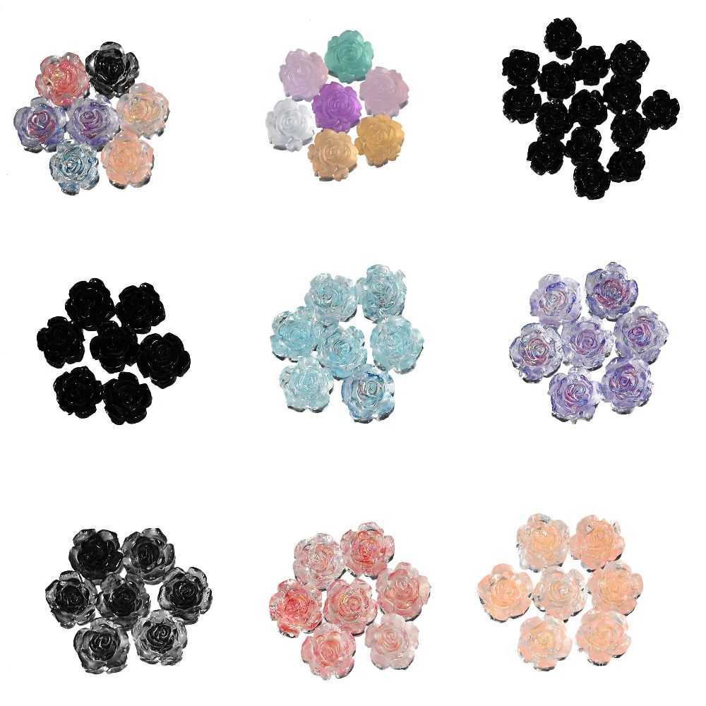100 pieces of resin sparkling rose flat back flower rhinestone gemstone aramid camellia jewelry wedding decoration decal craft DIY nail art* W240829