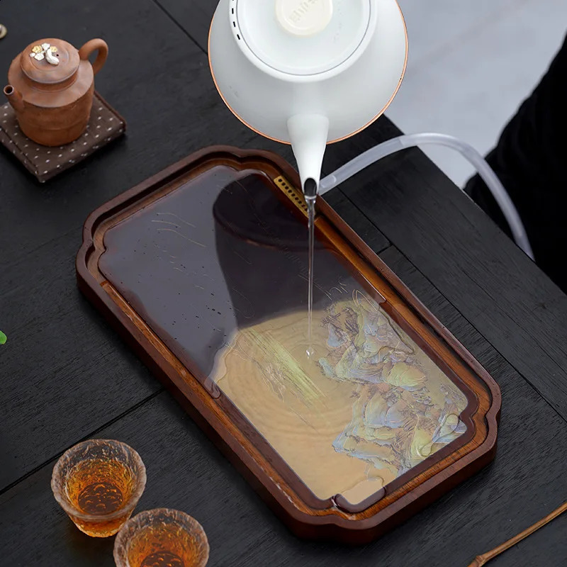 Wooden Color Changing Tea Tray Solid Wood Kung Fu Tea Tray Color Changing Tea Ceremony Accessories Small Dry Bubble Tray 240829