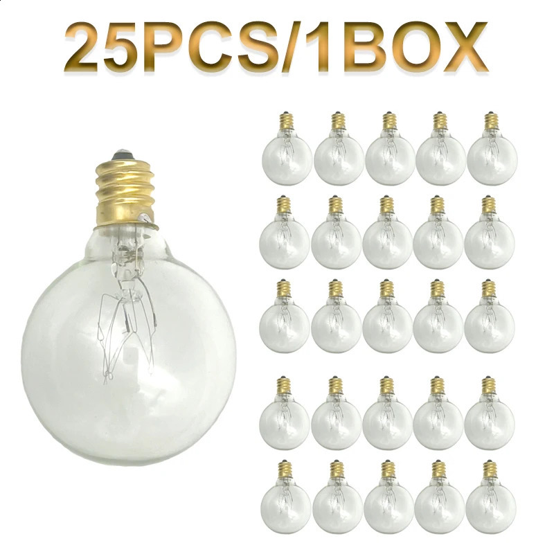 25Pcs string light bulb replacement 220V tungsten bulb E12 base socket bracket glass bulb for home garden decoration wedding 240829