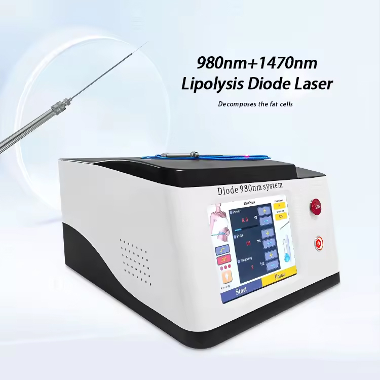 Top Notched 980nm Diode Laser Lipolysis Device for Weight Loss Body Slimming 980 1470 Optic-fiber Coupling Skin Tightening Face Line Sculpting Machine