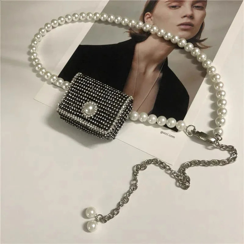 miyagawa Pearl Belt Accessorie Small Bag Decoration Paired with Dress Chain Waist packs Ins Fashion 240830Z